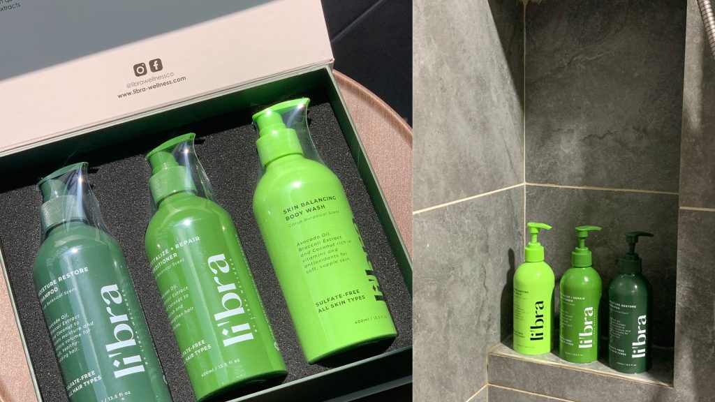bottles of librawellness clean shampoo and body wash 
